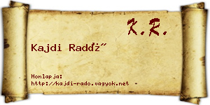 Kajdi Radó névjegykártya